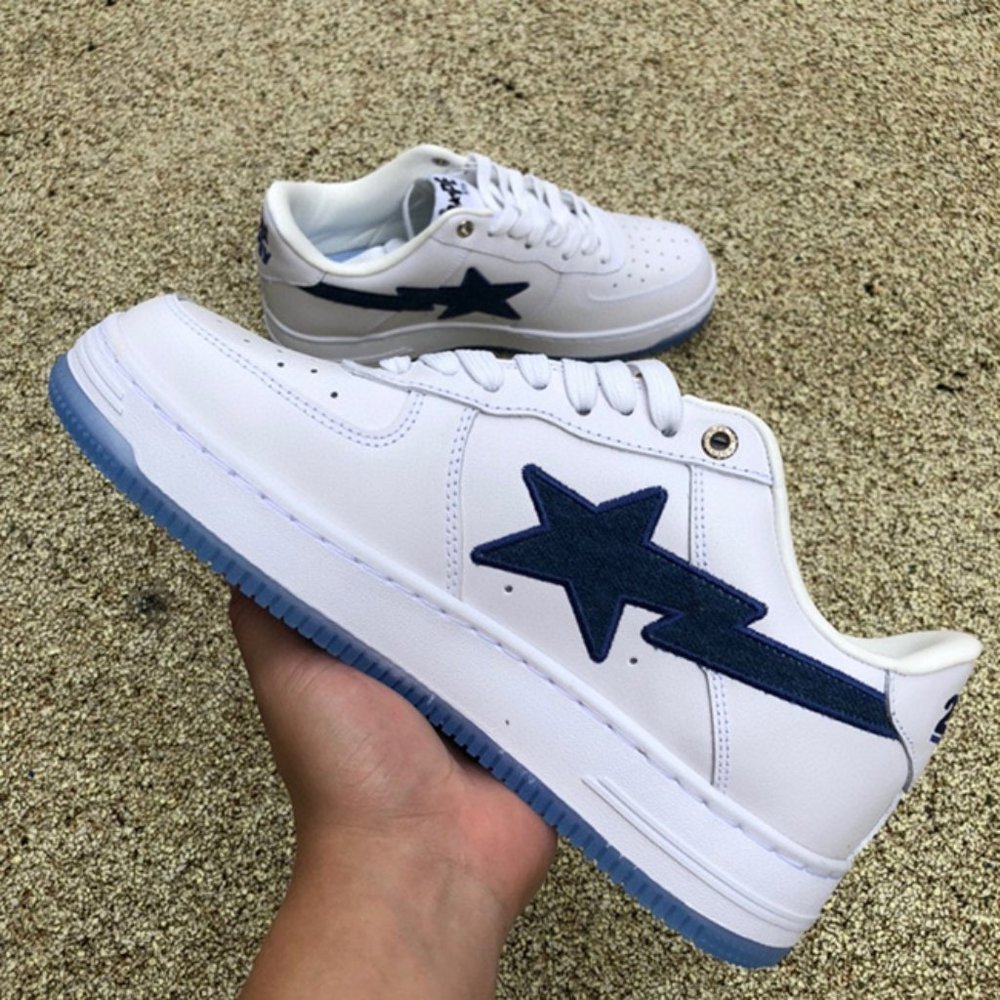 A Bathing Ape Bape Sta Low White Blue Sneakers